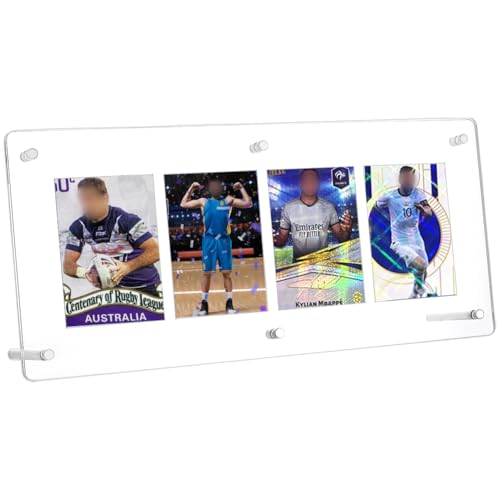 PH PandaHall 4-Slot Acrylic Trading Card Display Case Clear Baseball Cards Display Frame Collectibles Sports Card Stands Cards Displaying Wall with Screw for Pictures Photo Storage Displaying
