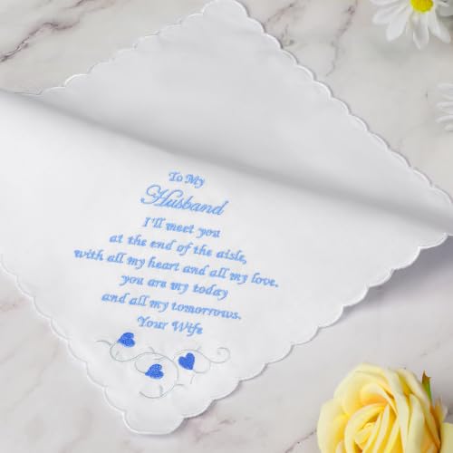 Wedding Handkerchiefs Something Blue Gifts for Bride & Groom - color: Groom Gift from Bride