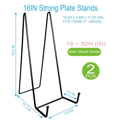 2PCS Iron Plate Stands for Display 16 Inch, Large Metal Heavy Duty Display - size: 2PCS 16IN