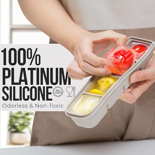 0.7 oz/12 Sections Silicone Ice Cube Freezer Tray with Lid, 100% Food-Grade Platinum Silicone,Leak Resistance & Dishwasher Safe for Baby Food Prep,Breast Milk,Purees - Korean Made, Gray - color: Gray, size: 0.7oz/12ct â 1 Pack