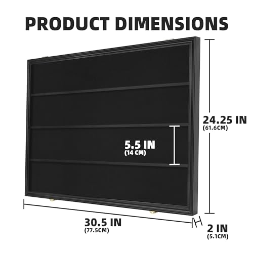 98% UV Protection Pro-Collector's Graded Sports Card Display Case for Football Baseball Basketball Hockey Comic Trading Cards, Lockable Door Horizontal (Black Finish) - size: 36 Cards Holder - Black Frame - Horizontal