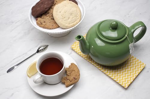 RSVP International Stoneware Teapot Collection, Microwave and Dishwasher Safe, 42 oz, Green - color: Green, size: 42 oz