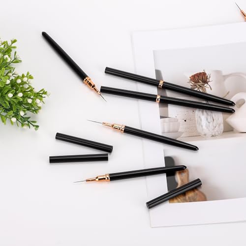 15 - Piece Black Nail Art Liner Brush Set | Fine - Tip Brushes for Intricate Nail Designs - color: 3 Pcs - Black