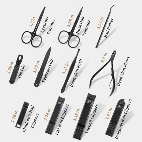 MINKINH Manicure Set Professional Nail Clipper Kit-26 Pieces for Men, Black - color: Black
