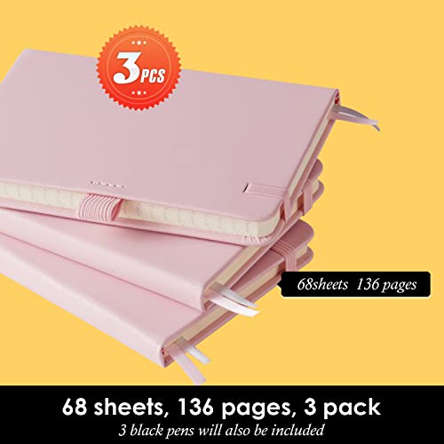 NIRMIRO Small Notebook with Pen, 3 Pack Pocket Size Pink Journal Notebooks Bulk for Women Work Writing Note Taking, Small Lined Notepad for School - color: 3 Pink, size: A6