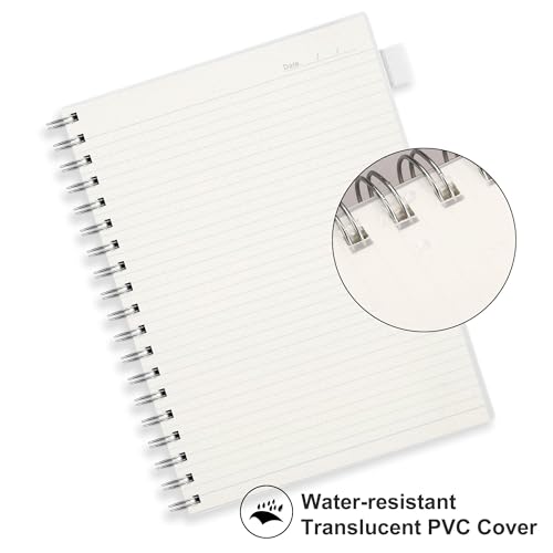 RETTACY Spiral College Ruled Notebook, 300 Pages, B5 Medium (7.4" x 10") - color: Transparent, size: 7.4" x 10"