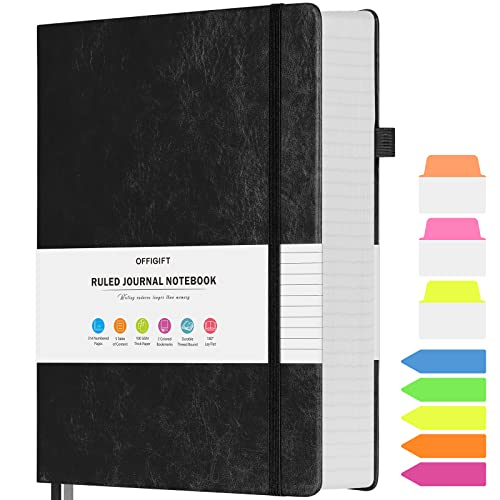 College Ruled Notebook A5, 312 Numbered Pages Diary, Lined Leather Journal - color: Black, size: A5