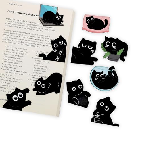 10 Pcs Cute Magnetic Bookmarks for Women, Black Cat Lover Gifts - color: Black Cat