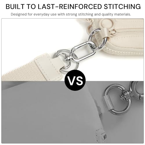 Keychain Wallet for Women with Clear ID Window, Coin Pouch and Wrist Strap - color: Light Beige