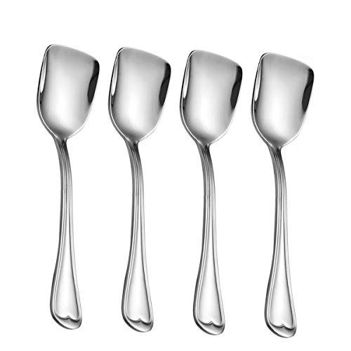 Ice Cream Spoons 18/10 Stainless Steel Dessert Spoon 4 Pcs, Shovel Spoons, 6.0 Inches, Dishwasher Safe