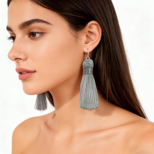 20Pcs 4.3 Inch Silky Mini Craft Tassels for Earrings, Souvenir(Light Grey) - color: Light Grey