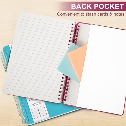 Lined Spiral Notebook for Women, A5 College Ruled Leather Spiral Journals - color: Raspberry White, size: A5