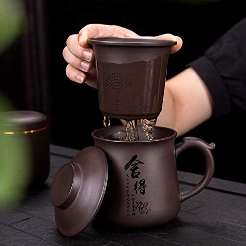 Chinese Tea Cup Set With Infuser Lid,Handmade Portable Clay TeaCup,Ceramic teacup,Coffee Mug Juice Cup,As Holiday Gifts