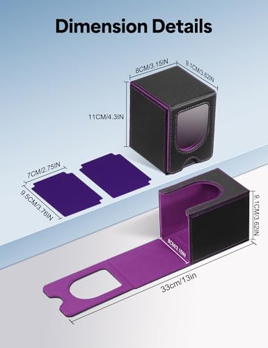 Card Deck Box for MTG Commander, fits 100+ Double-Sleeved Cards - color: A-Black&Purple