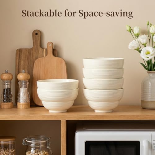 Ceramic Cereal Bowls Set of 6, 24.5 oz Soup Bowls, 6 Inch - size: Cereal Bowls Set of 6