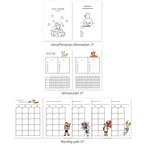 Monolike Happy and Lucky 4 Month Study Planner, High Five - Academic Planner, Weekly & Monthly Planner, Study plan - color: Happy and Lucky - High Five