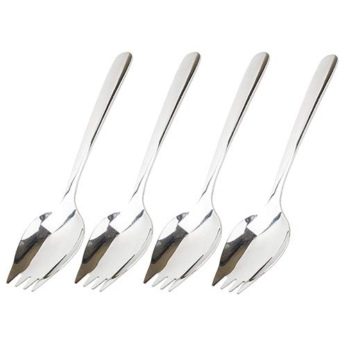Sporks 4 Pack Stainless Steel Sporks 5.9 Inch Spork Spoon for Ice Cream Spoon Salad Forks, Fruit Appetizer Dessert, Silver - color: Silver
