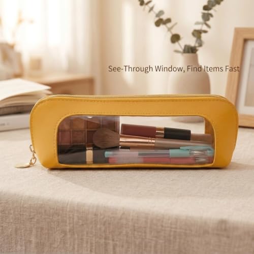 Makeup Brush Bag, Makeup Brush Case, Travel Makeup Brush Pouch, Makeup Bag - color: Mustard Yellow