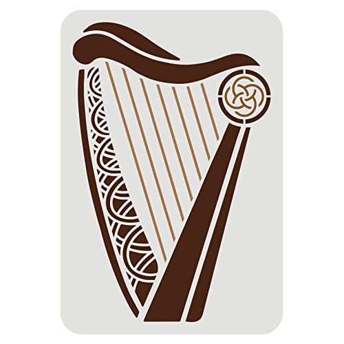 FINGERINSPIRE Celtic Irish Harp Stencil 11.7x8.3 inch Musical Instrument Mylar DIY Art Craft Template Reusable Irish Welsh Knotwork Symbols Washable Wall Stencils for Painting on Wood, Floor, Wall - color: Celtic Irish Harp