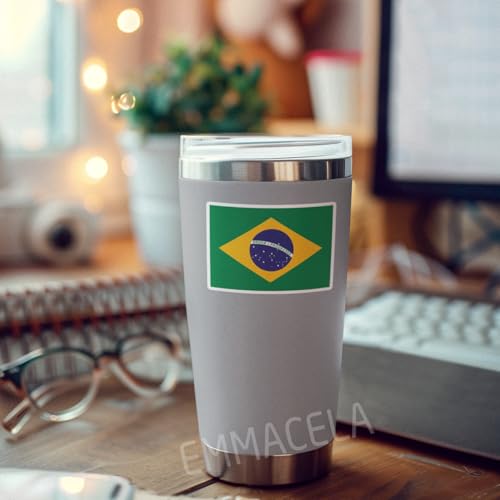 (3PCS) Brazil Flag stickers, Countries Flag Stickers - Waterproof Vinyl Decals For Laptops, Tumblers, Water Bottles, Books, Scrapbooks, Size 3 x 2.2 Inch - color: Brazil