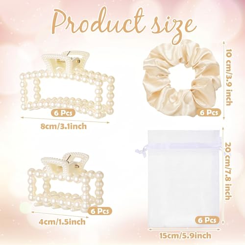 48Pcs Bridesmaid Pearl Hair Clips Scrunchie Gift Set for Women - color: White, size: Pearl