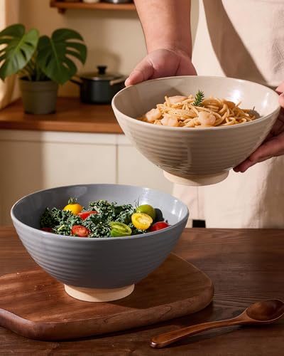 Milkyway 54 oz Large Ramen Bowls Set of 2, Cinnamon Brown & Dark Gray - color: Cinnamon Brown & Dark Gray