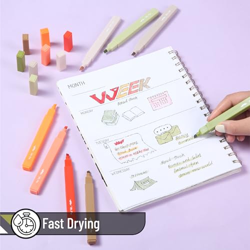 Mr. Pen- Aesthetic Highlighters No Bleed, 8 Pack, Assorted Colors | Chisel Tip, Cute Highlighters Assorted Colors for Journaling, Highlighting, Underlining, Fast Dry, Back to School Supplies - color: Autumn Earth, size: 8 Pack