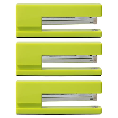 JAM PAPER Modern Desk Stapler - Lime Green - 3/Pack - color: Lime Green, size: Pack of 3