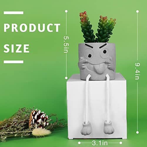 Zerzsy Artificialplant Succulents in Cement Pots with Hanging Leg, Kitchen Shelf Decor, Bathroom Shelf Decoraion, Home Sheves Decoration Accents, Office Wall Decor - Set of 1 - color: 1 Pcs Set/Tongue