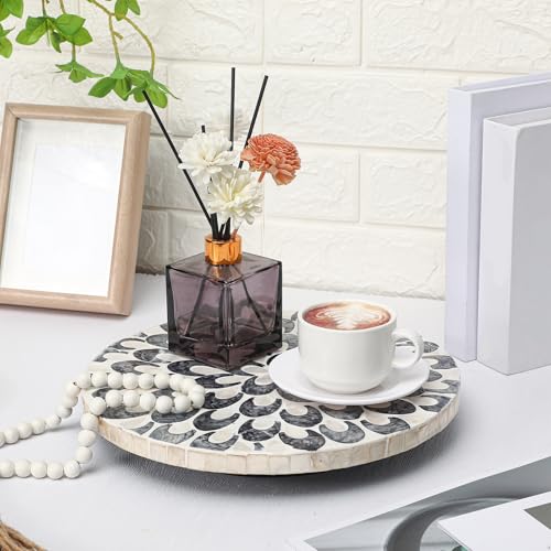 Reallnaive Mother of Pearl Lazy Susan, Round, Floral - color: Floral, style: Round