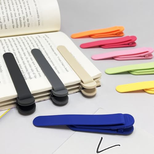 12Pcs Automatic Bookmark, Silicone Smart Book Marks for Reading Women, Men, Kids, Book Markers Clip Reading Accessories Gifts for Book Lovers (2 Dark Grey+2 Light Grey+2 Beige+Colorful 6pcs) - color: 2 Dark Grey+2 Light Grey+2 Beige+colorful 6pcs