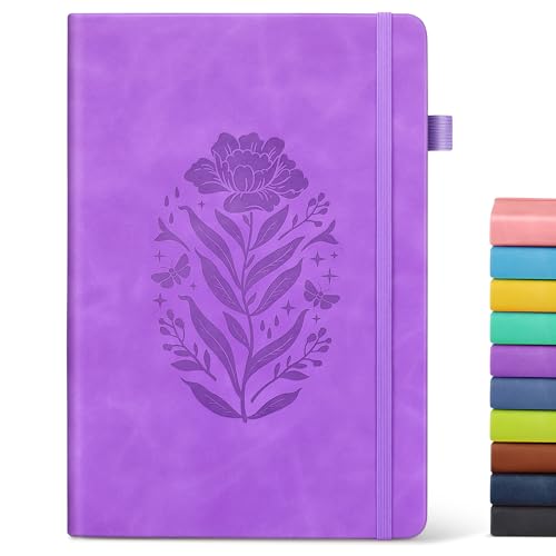 Lined Journal Notebook for Women, A5 200 Pages Hardcover Leather Journals for Writing, Thick Daily Journaling, College Ruled Notebooks for Work School, Note Taking, Business 5.75'' X 8.38'' Purple - color: Purple