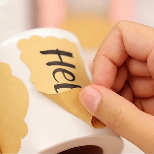 SallyFashion Kraft Label Stickers 200 Pack, 3 X 2 inch in 4 Designs - color: Brown