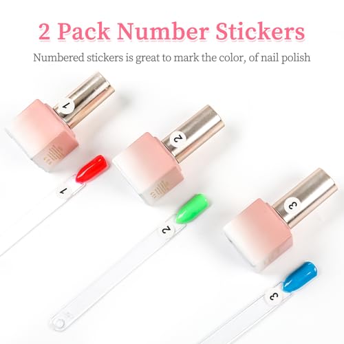 BQAN Nail Swatch Sticks 100 Pcs Clear with Ring & Number Stickers - color: Clear-100PCS