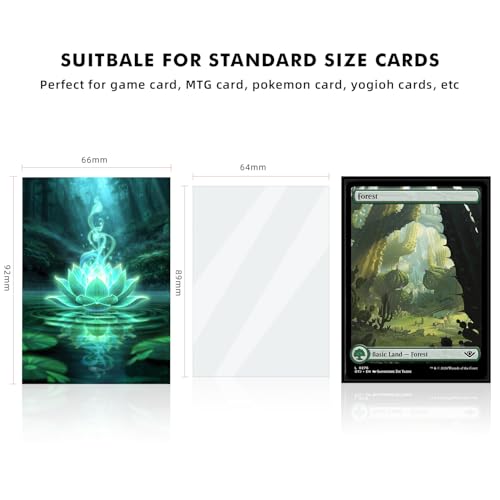 Katomula 100 MTG Card Sleeves with 100 Inner Sleeve, Textured Back Art Sleeves, Fit Standard Size Cards- Forest Lotus - color: Forest Lotus