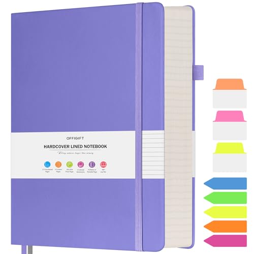 College Ruled Notebook 8.5" x 11", 312 Numbered Pages Lined Leather Journal - color: Purple, size: A4