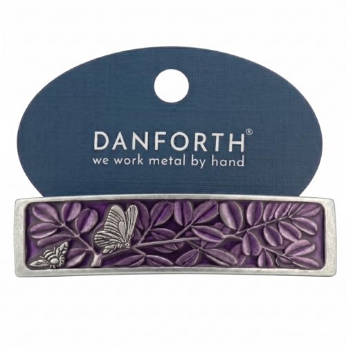 DANFORTH Butterfly & Bee Purple Barrette | Pewter Handcrafted in USA - color: Purple