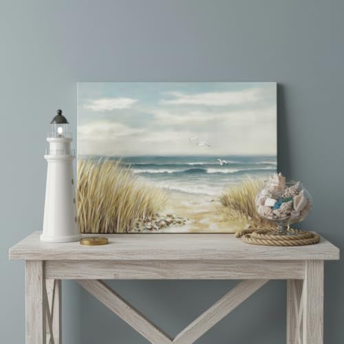 arttitue Beach Wall Art Canvas Bathroom: Ocean Coastal Picture Decor Sea Seascape Prints Modern Seaside Seashore Painting Waves Seagull Artwork for Bedroom Living Room Office Decorations, Blue - color: Beach Path, size: 16"L x 11"W