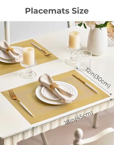Leetaltree Gold Frame Placemats Set of 8 - Heat Resistant Woven Vinyl - color: C1- Gold Frame, size: Set of 8