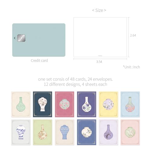 Monolike Day by Day Card, 104 Pottery - Mix 48 Mini Single cards, 24 envelopes Package - color: 104 Pottery