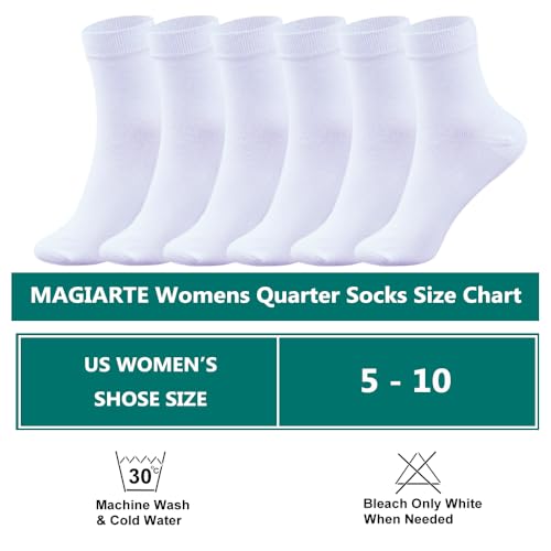 MAGIARTE Womens Mini Crew Cotton Socks,6 Pairs - color: Color#08 White