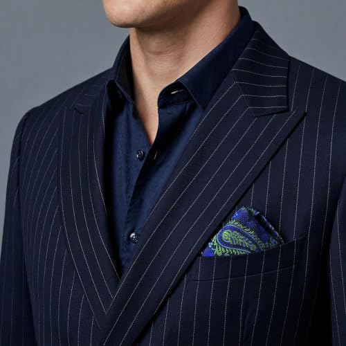 S&W SHLAX&WING Mens Pocket Square Paisley Multicolor Large for Business Wedding - color: Ah78