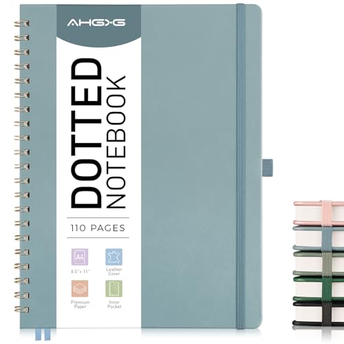 AHGXG Dotted Journal, 110 Pages, A4 (8.5" x 11") - color: Gray Blue, style: A4-Dotted