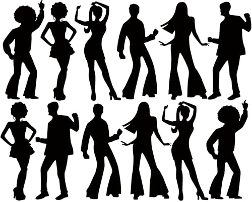 Motiskyy 12 Pcs Disco Silhouette Wall Decals, Retro PVC Removable,Disco