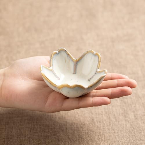 Floral Vanity Tray, Ceramic Jewelry Dish for Rings - color: grey