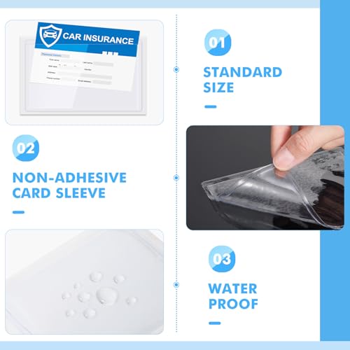 Chinco 30 Pcs Self Adhesive Clear Index Card Pockets,3.89 x 2.67 Inches - size: 3.89 x 2.67 Inches