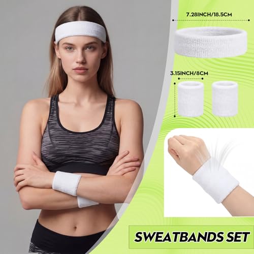 Sweatbands and Wristbands Set, Women, Men - color: White