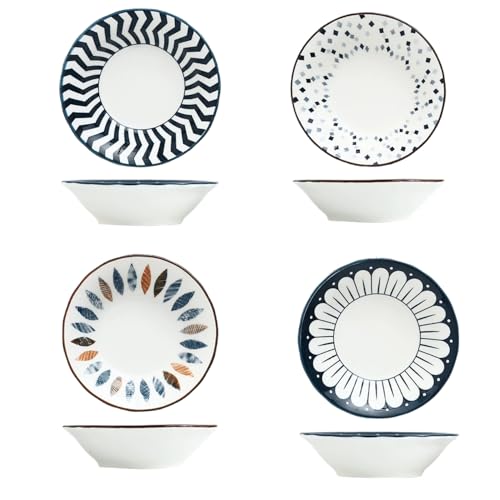4 Pack 3 oz Small Soy Sauce Dish Ceramic Dipping Sauce Bowls - color: Navy Blue