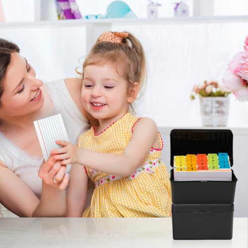 H4D 3x5 Index Card Holder with 100 Index Cards and 25 Dividers, Black - color: Black, size: 3"x5"