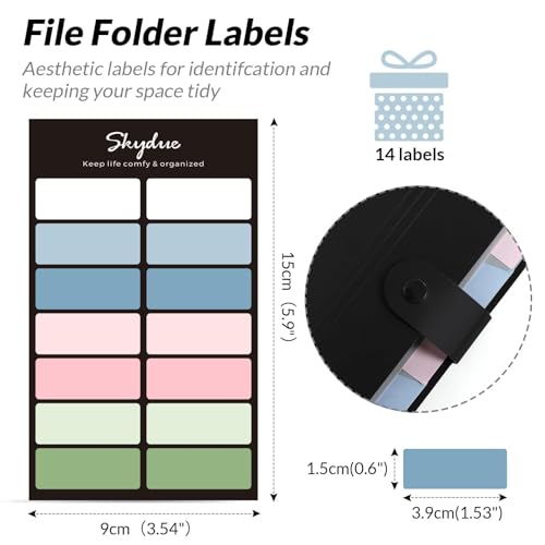 SKYDUE 8 Pockets Expanding File Folders, Accordion Folders, Portable Paper Bill Receipt Organizer, Letter Size, Home College School Office Supplies, Black - color: Black-cm